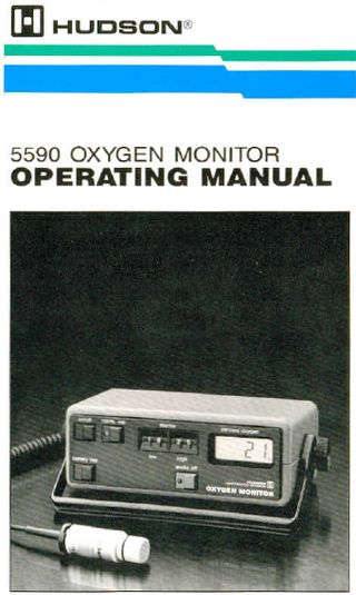 HUDSON 5590 Oxygen Monitor Operating Manual