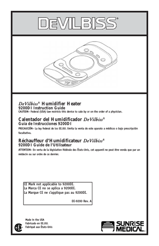 Humidifier Heater DI 9200 RevA Instruction Guide