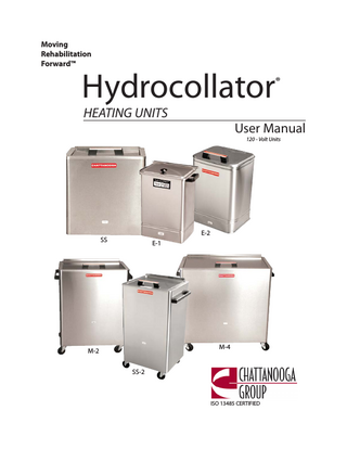 TABLE OF CONTENTS  Hydrocollator® Heating Units  Foreword... 2 Safety Precautions... 2-5 Precautionary Definitions... 2 Cautions... 3 Warnings... 4 Description of Device Markings... 4  Nomenclature... 5-7 Technical Specifications... 8-10 Setup... 11 Operation... 11 Troubleshooting... 12 Replacement Parts...13-18 Maintenance...19-20 Warranty... 21  Hydrocollator® is a registered trademark of Chattanooga Group HotPac™ is a trademark of Chattanooga Group Comet® of Prestige Brands, Inc. Soft Scrub® of the Dial Corporation Scotch-Brite™ of 3M  ©2008 Encore Medical, L.P., and its affiliates, Austin, Texas, USA. Any use of editorial, pictorial or layout composition of this publication without express written consent from Chattanooga Group of Encore Medical, L.P. is strictly prohibited. This publication was written, illustrated and prepared for print by Chattanooga Group of Encore Medical, L.P.  1  