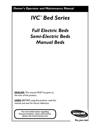 IVC Bed Series Owners Operator and Maintenance Manual Rev E July 2006