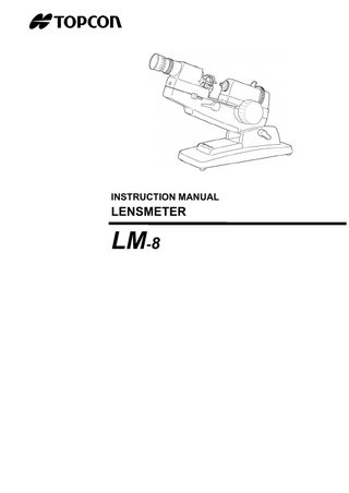 LM-8 Lensmeter Instruction Manual