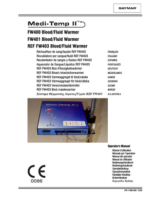 Medi-Temp II FW 400 Series Operators Manual