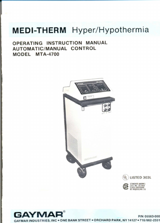 Medi-Therm MTA-4700 Operating Instructions