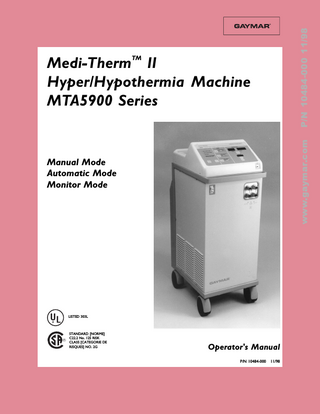 Medi-Therm II MTA5900 Operators Manual Nov 1998