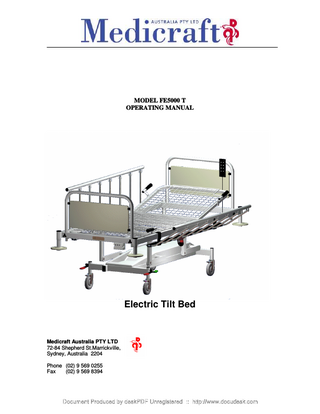 Medicraft Elecrtic Tilt Bed Model FE 5000 User Manual