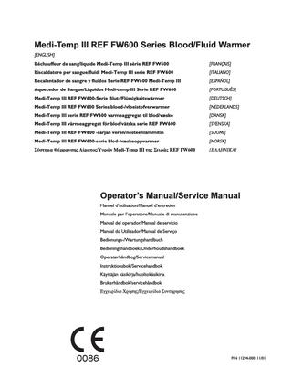 MediTemp III FW600 Series Operators Manual and Service Manual