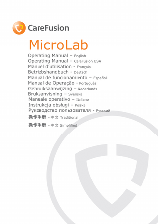 CareFusion MicroLab8 Operating Manual Issue 1.0 Dec 2009