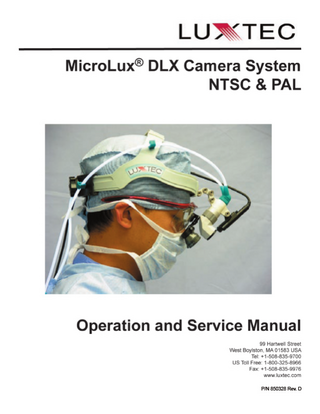 MicroLux DLX Camera Operation and Service Manual