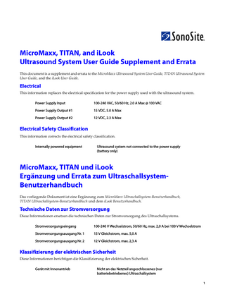MicroMaxx Titan and iLook User Guide Supplement and Errata