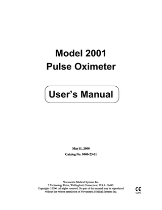 Model 2001 Users Manual May 2000