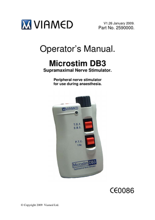Microstim DB3 Nerve Stimulator Operators Manual V1.26 Jan 2009