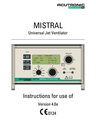 MISTRAL Universal Jet Ventilator User Manual V 4 0e