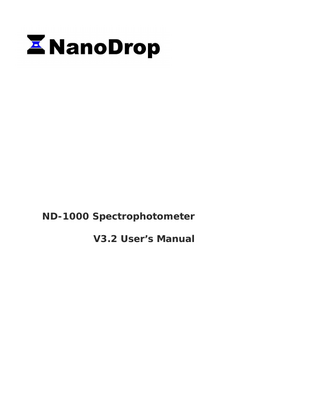 ND-1000 Spectrophotometer V3.2 Users Manual
