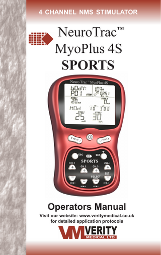 NeuroTrac MyoPlus4S Sports Operation Manual Nov 2010