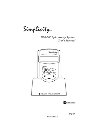 NPB-500 Spirometry System User's Manual  ON/OFF  )RKPMWL      