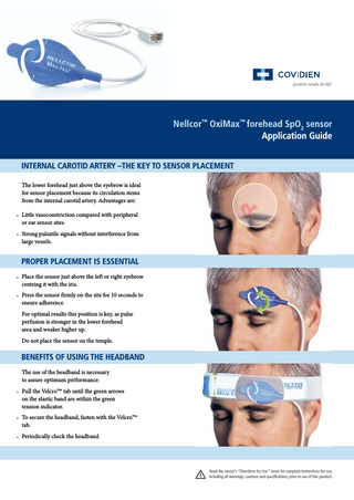 OxiMax forehead SpO2 sensor Application Guide