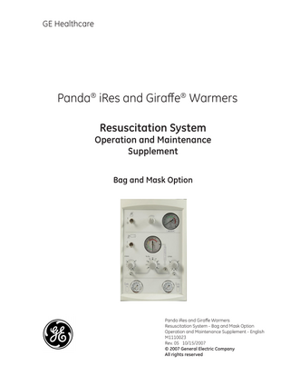 Panda iRes and Giraffe Warmers Bag and Mask Option Operation and Maintenance Supplement Rev 05
