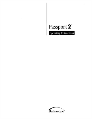 Passport 2 Operating Manual Rev S Oct 2002