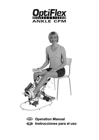 OptiFlex Ankle Continuous Passive Motion Therapy Unit User Manual