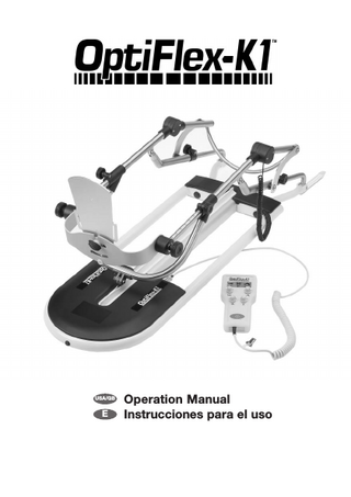 OptiFlex K1 Continuous Passive Motion Therapy Unit User Manual