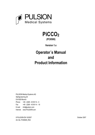 PiCCO2 Operators Manual and Product Information Ver 1.x