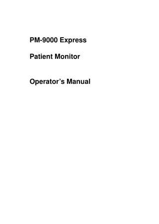 PM-9000 Express Patient Monitor  Operator’s Manual  
