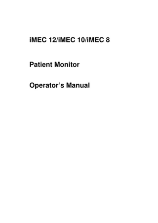 iMEC 12/iMEC 10/iMEC 8  Patient Monitor Operator’s Manual  