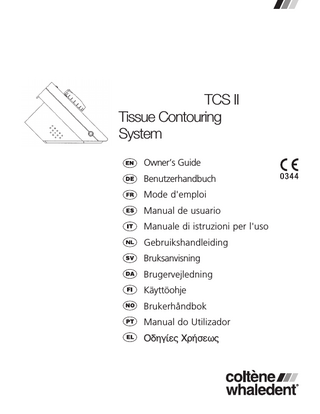 Owner’s Guide  Table of Contents 1. Introducing PerFect Tissue Contouring System How does monopolar electrosurgery work?...4 2. Preparing PerFect TCS II for use Unpacking and setting up the unit...4 Activating the unit...4 Preoperative practice...5 Cutting practice...5 Coagulation practice...5 General principles of electrosurgery technique...5 Placement of equipment...5 The dispersive electrode...5 The cutting stroke...5 3. Clinical Guide to PerFect TCS II Bleeding control...6 Access to caries...6 Gingival contouring: Creating a gingival trough...6 Gingival contouring: Removing redundant tissue...6 Gingival contouring: Aesthetic contouring...7 4. Technical Information PerFect TCS II Electrosurge...7 General...7 Classification...7 Electrical...7 Transport and storage conditions...7 Operational ambient conditions...7 5. Special Notes and Precautions Maintenance and service...7 Electrosurge Analyzer...8 Anesthesia...9 Control of odor and viral plume...9 Product markings...9 Accessories... 10 Bibliography... 101 6. Figures Figure 1 – Figure 8... 102 Figure 9 – Figure 14... 103  3  
