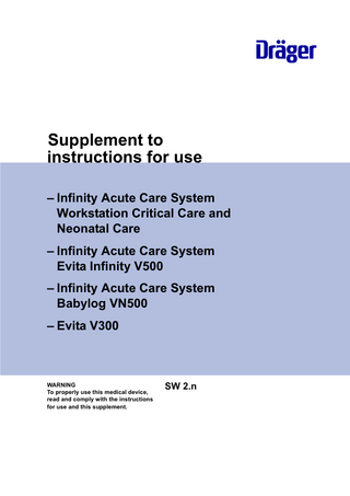 Evita V300 Supplement to Instructions for Use Sw n.2 Edition 2 Jan 2015
