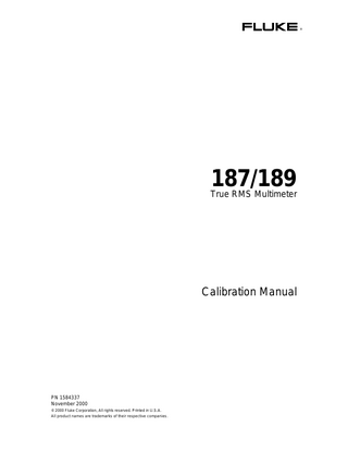187-189 Multimeter Calibration Manual Nov 2000