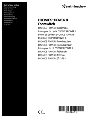 Dyonics POWER II Footswitch Instructions for Use Rev E