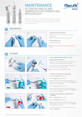 Contra-Angles and Handpieces for Surgery Maintenance Guide Nov 2016