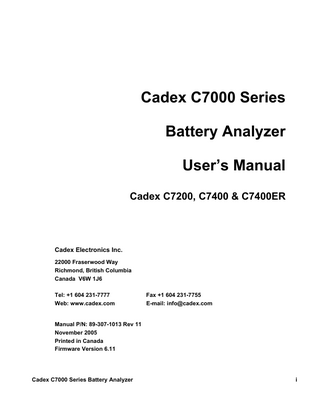 C7000 C-Series User Manual Rev 11 Nov 2005