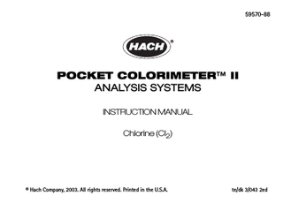 Pocket Colorimeter II Instruction Manual Edition 2
