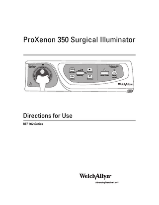 ProXenon 350 Surgical Illuminator  FiberSense SAFTY PORT  ProXenon 350  STORZ  Surgical Illuminator  100%  % Increase  WO L F  I ACM  Full Bright  0% Full Dim  Directions for Use REF 902 Series  Lamp Hours  Intensity Decrease  Lamp on/off  