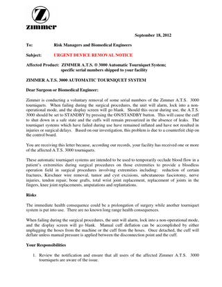 A.T.S 3000 Urgent Device Removal Notice Sept 2012