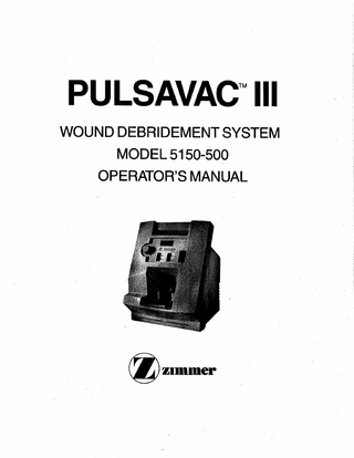 PULSAVAC III Model 5150-500 Operators Manual