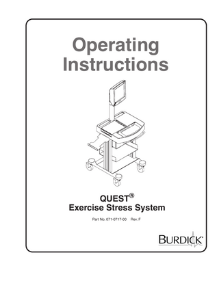 QUEST Exercise Stress System Operating Instructions