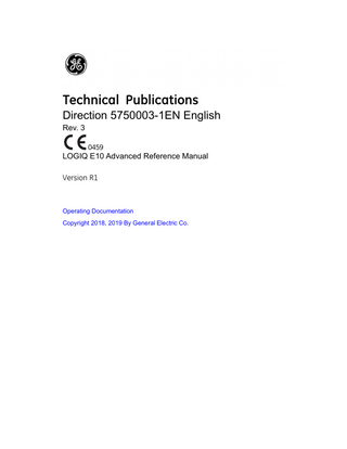 LOGIQ E10 Advanced Reference Manual Ver R1 Rev 3 March 2019