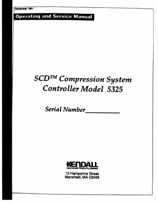 SCD Compression Model 5325 Operation and Service Manual