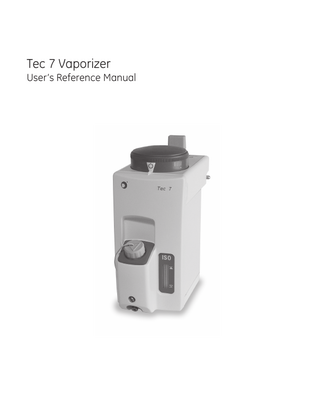 Table of Contents 1 Introduction Precautions... 1-1 Symbols... 1-2  2 Description What is a Tec 7 Vaporizer?... 2-1 Components... 2-3 Control dial... 2-3 Safety interlocks... 2-3 Vaporizer identification label... 2-3  3 Setup and Mounting Procedure Vaporizer mounting procedure... 3-1 Mounting the vaporizer... 3-2 Checking the vaporizer for correct mounting... 3-4 Removing the vaporizer from a manifold... 3-4  4 Operating Instructions Setting the dial... 4-1 Filling and draining the vaporizer... 4-3 Filling procedure with funnel filler... 4-5 Draining procedure with funnel filler... 4-6 Filling procedure with Easy-Fil™... 4-7 Draining procedure with Easy-Fil... 4-8 Filling procedure with Quik-Fil™... 4-9 Draining procedure with Quik-Fil...4-10  1175-0013-000  i  