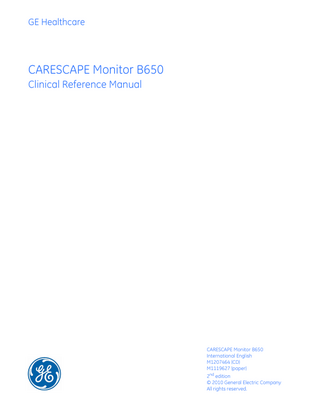 CARESCAPE Monitor B650 Clinical Reference Manual 2nd edition 2010