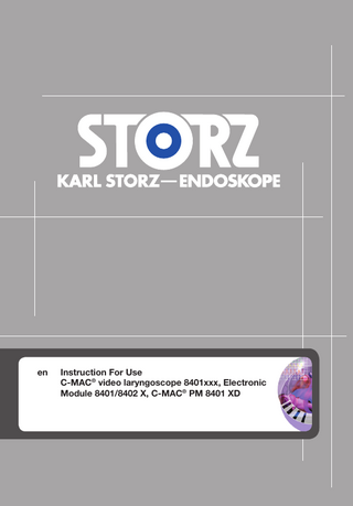 KARL STORZ C-MAC PM 8401 XD Instruction For Use V3.1 Nov 2019