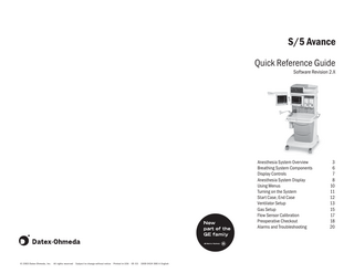 S5 Avance Quick Reference Guide sw rev 2.X