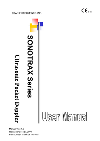 SONOTRAX Series Ultrasonic Pocket Doppler User Manual Ver 1 5