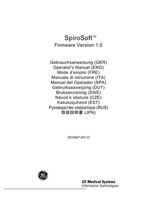 SpiroSoft Ver 1.0 Rev D Operators Manual