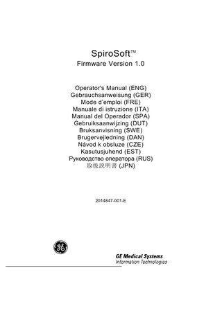 SpiroSoft Ver 1.0 Rev E Operators Manual