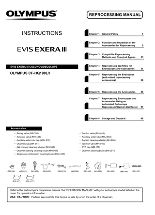 EVIS EXERA lll COLONOVIDEOSCOPE Reprocessing Manual
