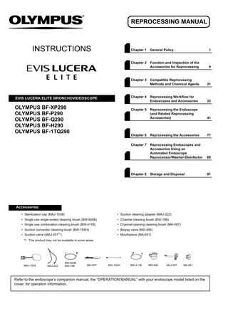 EVIS LUCERA ELITE BRONCHOVIDEOSCOPE Reprocessing Manual