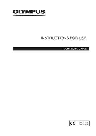 Instructions For Use LIGHT GUIDE CABLE  WA03300A WA03310A  